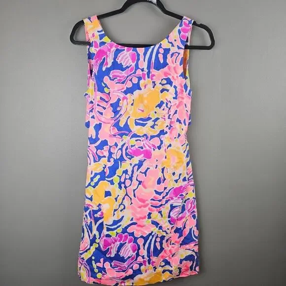 Lilly Pulitzer Courtney Shift Dress Brilliant Blue Catch And Release Size 2 - Picture 1 of 8
